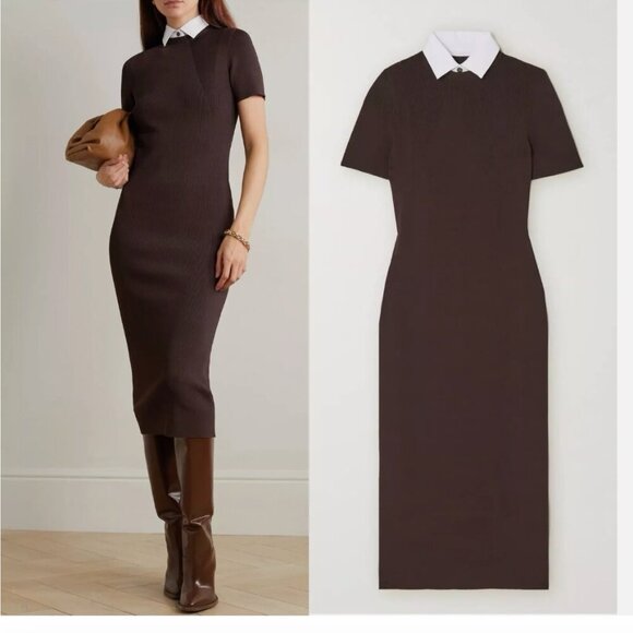 Ralph Lauren Purple Label Dresses & Skirts - RALPH LAUREN COLLECTION Knit Midi Sweater Dress Collared Ribbed Bodycon Size L